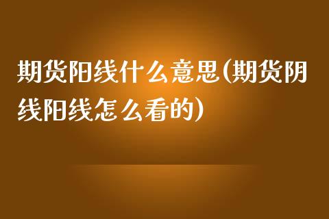 期货阳线什么意思(期货阴线阳线怎么看的)_https://www.qianjuhuagong.com_期货行情_第1张