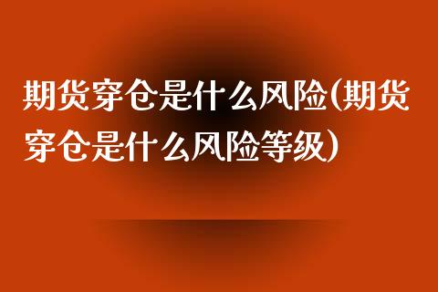 期货穿仓是什么风险(期货穿仓是什么风险等级)_https://www.qianjuhuagong.com_期货平台_第1张