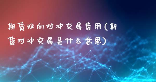 期货双向对冲交易费用(期货对冲交易是什么意思)_https://www.qianjuhuagong.com_期货行情_第1张