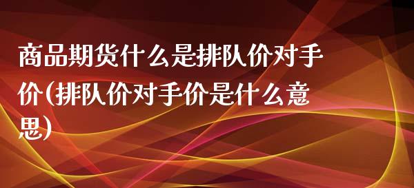 商品期货什么是排队价对手价(排队价对手价是什么意思)_https://www.qianjuhuagong.com_期货行情_第1张