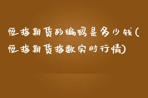 恒指期货的编码是多少钱(恒指期货指数实时行情)_https://www.qianjuhuagong.com_期货直播_第1张