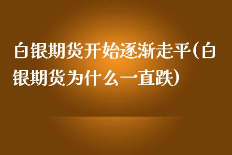 白银期货开始逐渐走平(白银期货为什么一直跌)_https://www.qianjuhuagong.com_期货平台_第1张