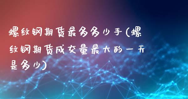 螺纹钢期货最多多少手(螺纹钢期货成交量最大的一天是多少)_https://www.qianjuhuagong.com_期货平台_第1张