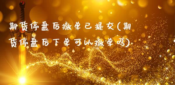 期货停盘后撤单已提交(期货停盘后下单可以撤单吗)_https://www.qianjuhuagong.com_期货平台_第1张