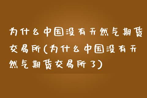 为什么中国没有天然气期货交易所(为什么中国没有天然气期货交易所了)_https://www.qianjuhuagong.com_期货行情_第1张