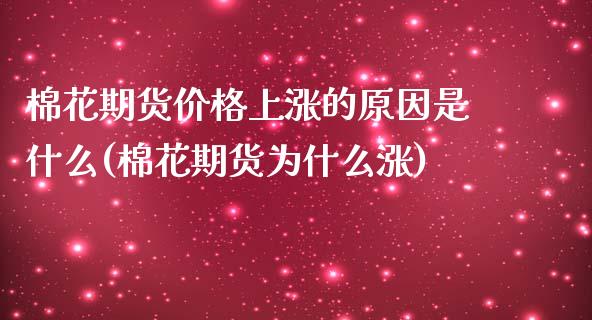 棉花期货价格上涨的原因是什么(棉花期货为什么涨)_https://www.qianjuhuagong.com_期货开户_第1张