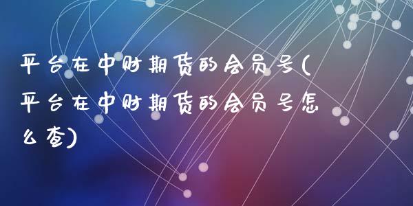 平台在中财期货的会员号(平台在中财期货的会员号怎么查)_https://www.qianjuhuagong.com_期货平台_第1张