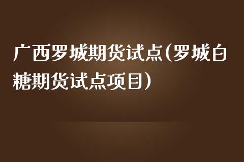 广西罗城期货试点(罗城白糖期货试点项目)_https://www.qianjuhuagong.com_期货开户_第1张