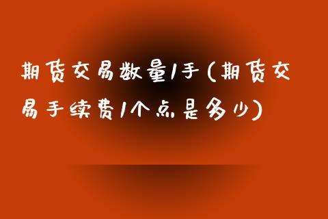 期货交易数量1手(期货交易手续费1个点是多少)_https://www.qianjuhuagong.com_期货平台_第1张