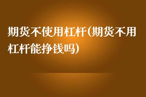 期货不使用杠杆(期货不用杠杆能挣钱吗)_https://www.qianjuhuagong.com_期货平台_第1张