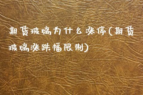 期货玻璃为什么涨停(期货玻璃涨跌幅限制)_https://www.qianjuhuagong.com_期货平台_第1张