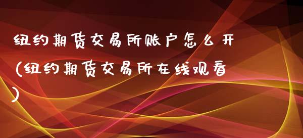 纽约期货交易所账户怎么开(纽约期货交易所在线观看)_https://www.qianjuhuagong.com_期货百科_第1张