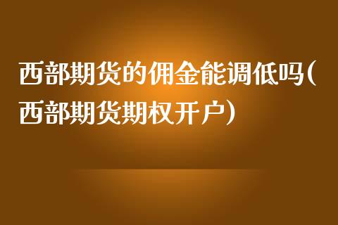 西部期货的佣金能调低吗(西部期货期权开户)_https://www.qianjuhuagong.com_期货平台_第1张