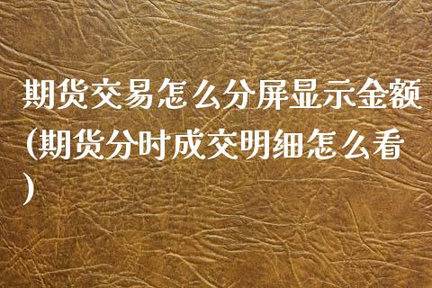 期货交易怎么分屏显示金额(期货分时成交明细怎么看)_https://www.qianjuhuagong.com_期货直播_第1张