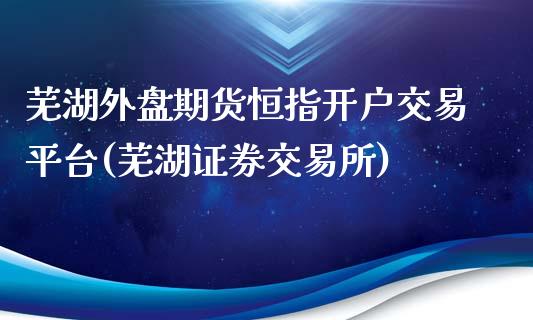 芜湖外盘期货恒指开户交易平台(芜湖证券交易所)_https://www.qianjuhuagong.com_期货平台_第1张