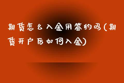 期货怎么入金用签约吗(期货开户后如何入金)_https://www.qianjuhuagong.com_期货百科_第1张