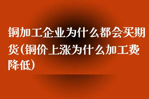 铜加工企业为什么都会买期货(铜价上涨为什么加工费降低)_https://www.qianjuhuagong.com_期货百科_第1张