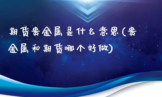 期货贵金属是什么意思(贵金属和期货哪个好做)_https://www.qianjuhuagong.com_期货百科_第1张