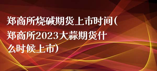 郑商所烧碱期货上市时间(郑商所2023大蒜期货什么时候上市)_https://www.qianjuhuagong.com_期货开户_第1张