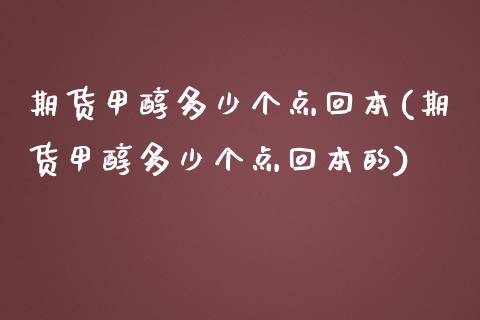 期货甲醇多少个点回本(期货甲醇多少个点回本的)_https://www.qianjuhuagong.com_期货开户_第1张