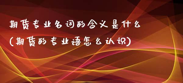 期货专业名词的含义是什么(期货的专业语怎么认识)_https://www.qianjuhuagong.com_期货平台_第1张