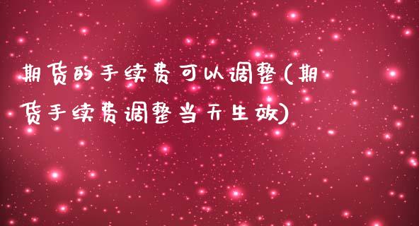 期货的手续费可以调整(期货手续费调整当天生效)_https://www.qianjuhuagong.com_期货开户_第1张