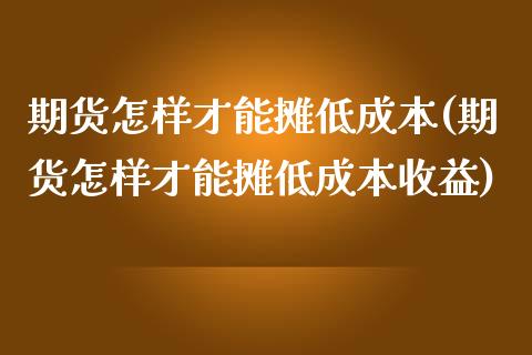 期货怎样才能摊低成本(期货怎样才能摊低成本收益)_https://www.qianjuhuagong.com_期货平台_第1张