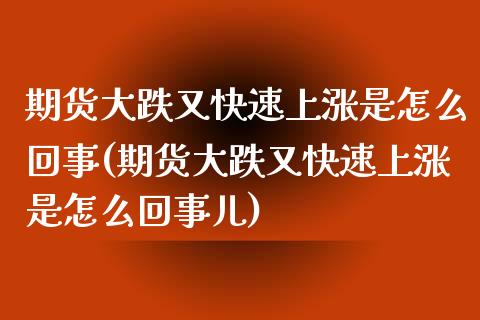 期货大跌又快速上涨是怎么回事(期货大跌又快速上涨是怎么回事儿)_https://www.qianjuhuagong.com_期货开户_第1张