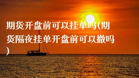 期货开盘前可以挂单吗(期货隔夜挂单开盘前可以撤吗)_https://www.qianjuhuagong.com_期货百科_第1张