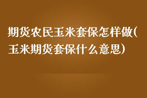 期货农民玉米套保怎样做(玉米期货套保什么意思)_https://www.qianjuhuagong.com_期货行情_第1张