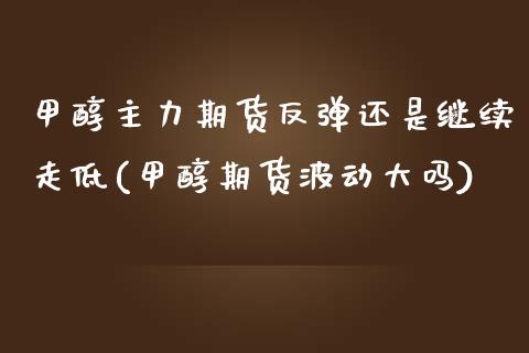 甲醇主力期货反弹还是继续走低(甲醇期货波动大吗)_https://www.qianjuhuagong.com_期货平台_第1张