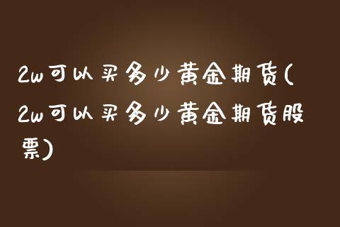 2w可以买多少黄金期货(2w可以买多少黄金期货股票)_https://www.qianjuhuagong.com_期货开户_第1张