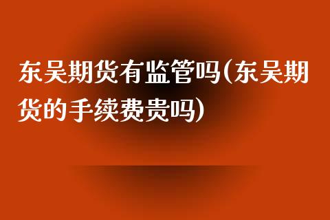 东吴期货有监管吗(东吴期货的手续费贵吗)_https://www.qianjuhuagong.com_期货直播_第1张