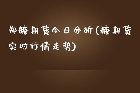 郑糖期货今日分析(糖期货实时行情走势)_https://www.qianjuhuagong.com_期货行情_第1张