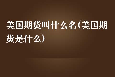 美国期货叫什么名(美国期货是什么)_https://www.qianjuhuagong.com_期货直播_第1张