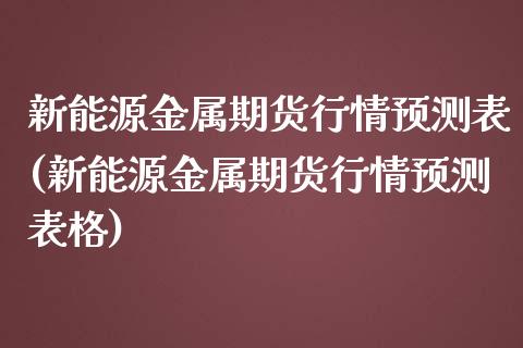 新能源金属期货行情预测表(新能源金属期货行情预测表格)_https://www.qianjuhuagong.com_期货直播_第1张