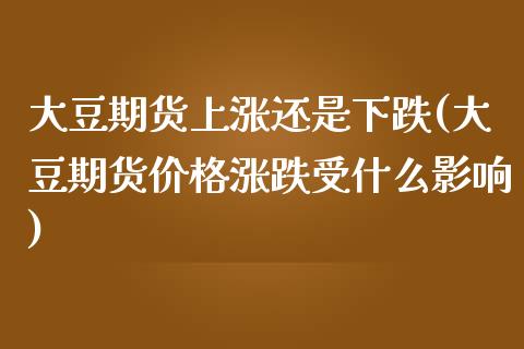 大豆期货上涨还是下跌(大豆期货价格涨跌受什么影响)_https://www.qianjuhuagong.com_期货开户_第1张