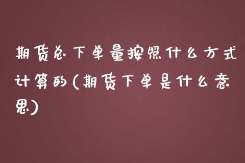 期货总下单量按照什么方式计算的(期货下单是什么意思)_https://www.qianjuhuagong.com_期货平台_第1张