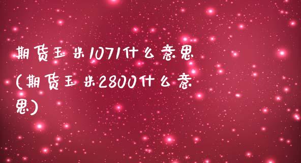 期货玉米1071什么意思(期货玉米2800什么意思)_https://www.qianjuhuagong.com_期货平台_第1张